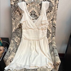 Chic Ivory Ruffle Mini Dress